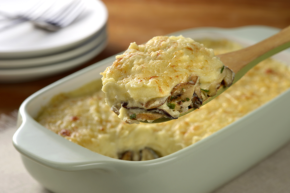 Escondidinho de cogumelo com batata-doce