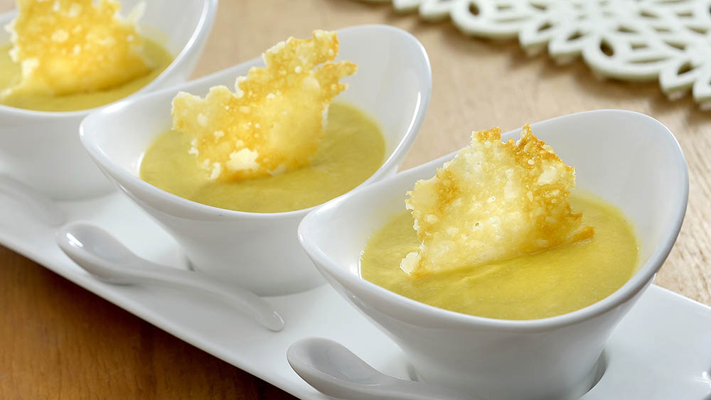 Corn Cream with Parmesan Crisp