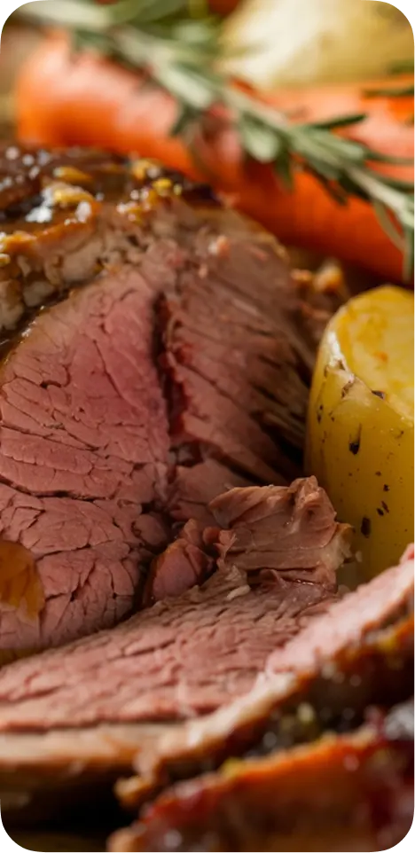Pedaços de carne ao molho com batatas e cenouras